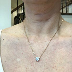 Gold Plated Chain with Cubic Zirconia Pendant Necklace Adjustable